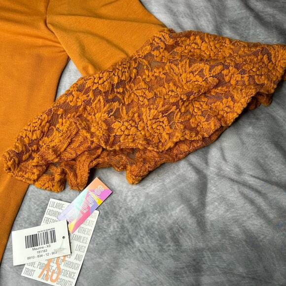 NEW LuLaRoe Dress Women XS Runs Large "Maurine" Orange Amber Autumn Halloween - Picture 6 of 8